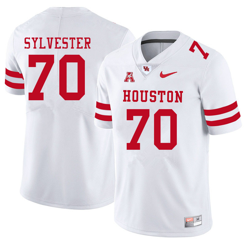 Men #70 Trevonte Sylvester Houston Cougars College Football Jerseys Sale-White